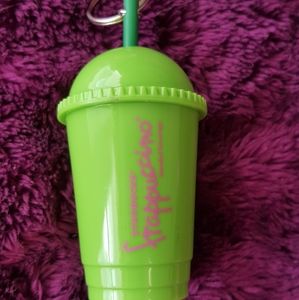 Starbucks Keychain 2016 lime green with pink writing Starbucks Frappuccino